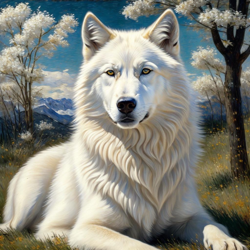 Beautiful white wolf with by @ai_generated