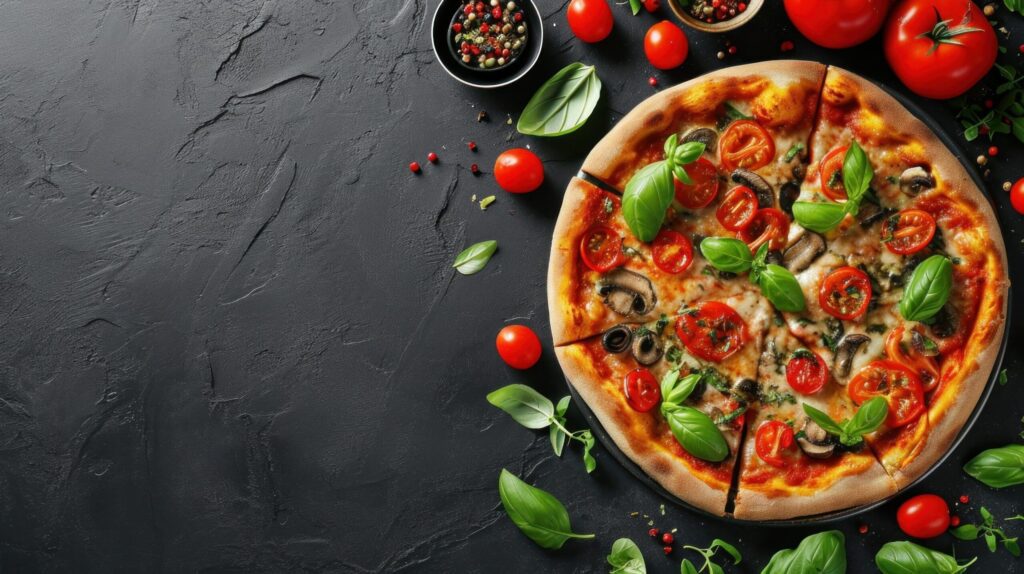 beautuful pizza background with copy space Free Photo