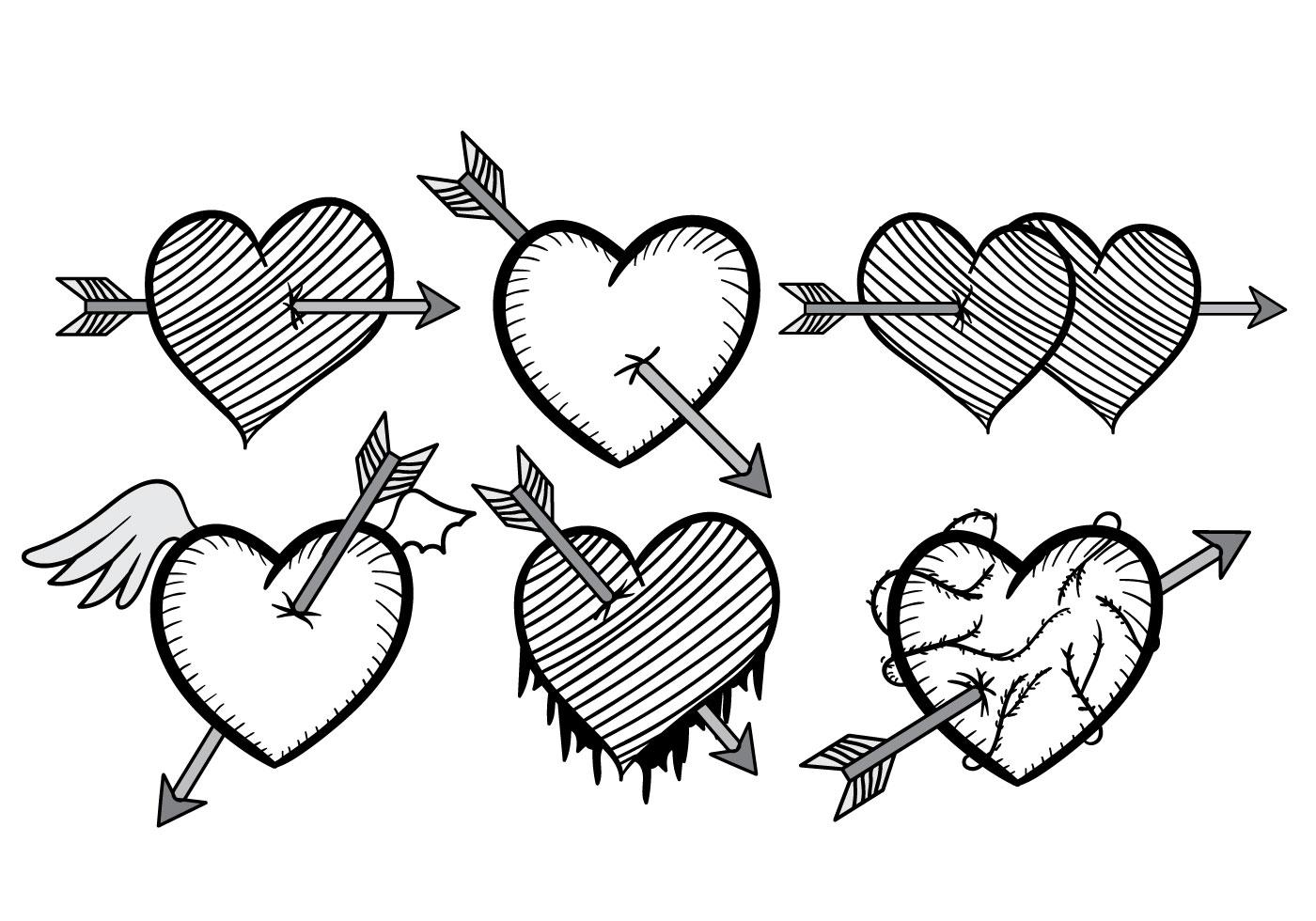 Black and White Arrow Through Heart Vector Stock Free and Free SVG