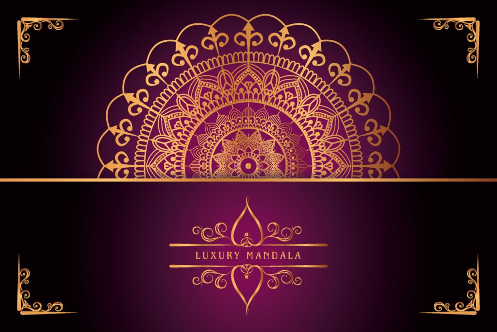 golden mandala design with gradients background Free Vector