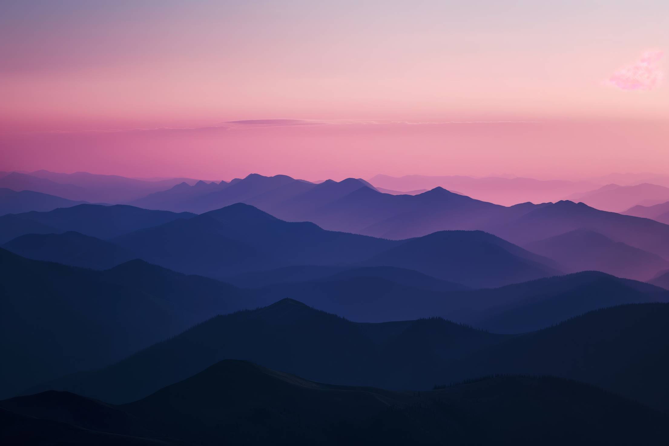 Beautiful Nature Scenery with Mountains and Purple Sky Stock Free