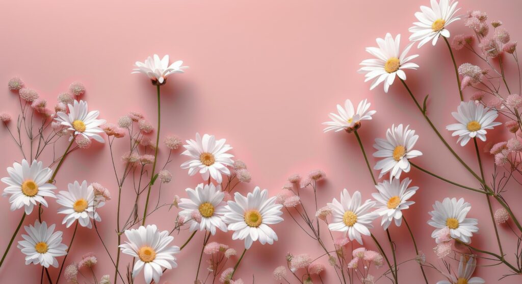 White Daisies on a Pink Background With Soft Lighting Stock Free