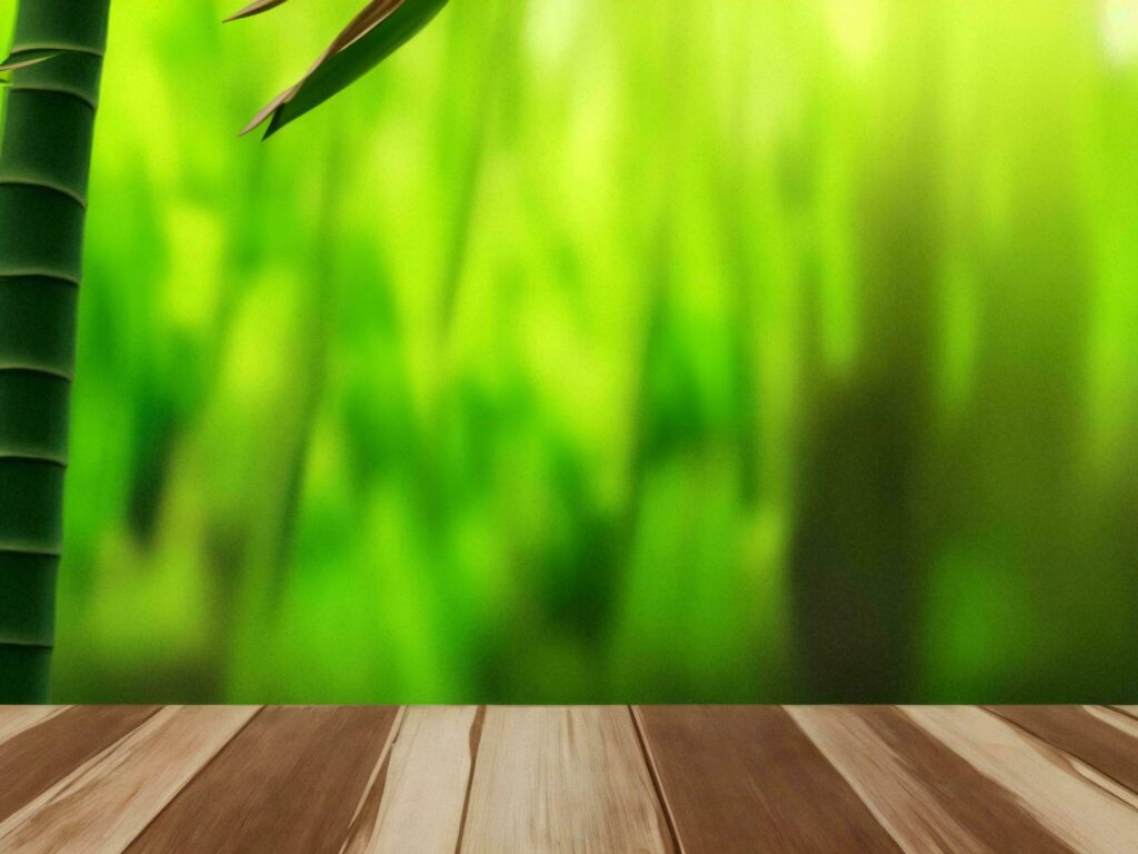 Wooden table on bamboo plant background ai generated Stock Free