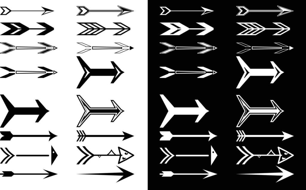 Vector Arrow set for commercial use, Black and white arrow set illustration, Arrow bundle in black and white color Stock Free