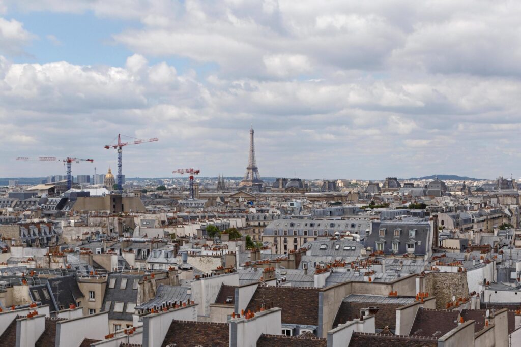 cityscape of Paris at cloudy summer day Stock Free