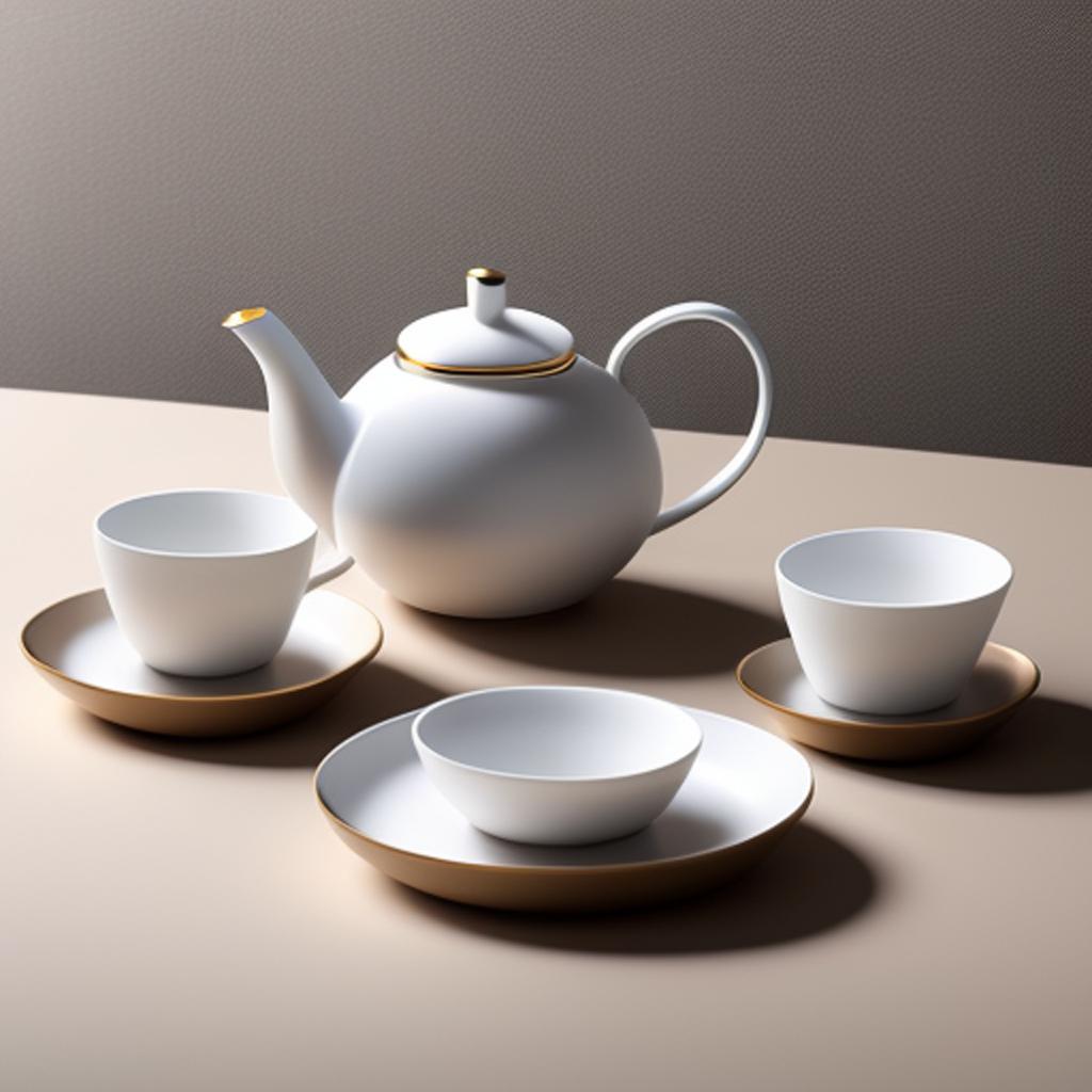 “Minimalist porcelain tea set, by @ai_generated