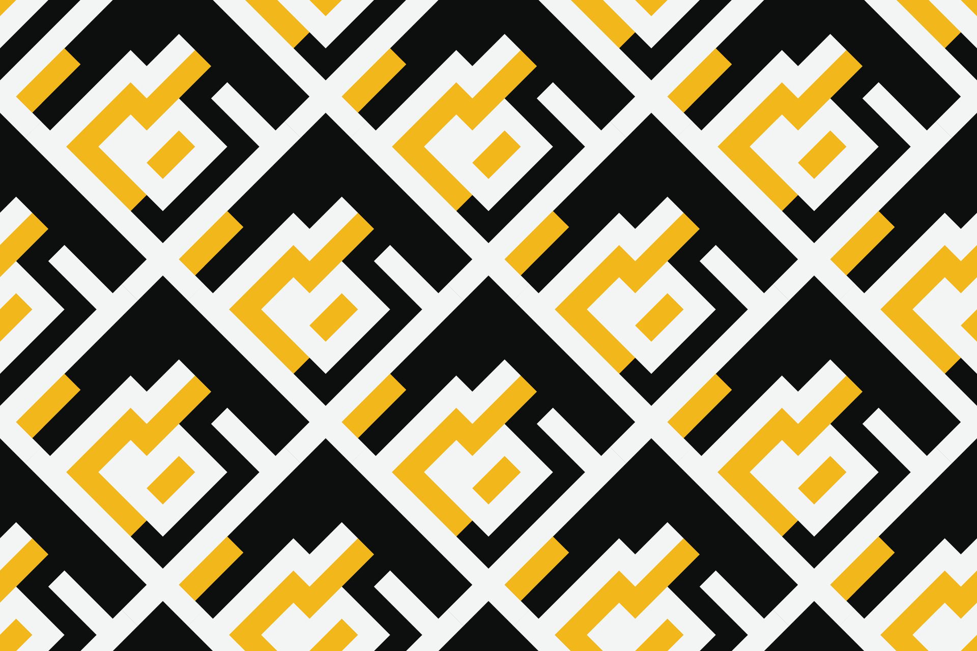 Seamless abstract geometric pattern with black, yellow and white color. Vector Illustration. Free Vector