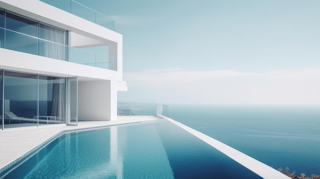 Luxury modern villa with pool. Illustration Stock Free