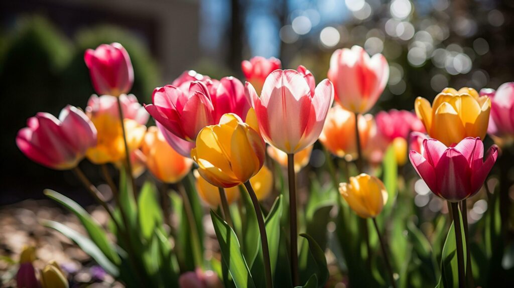 colorful crocuses blooming in the garden. Spring background Free Photo