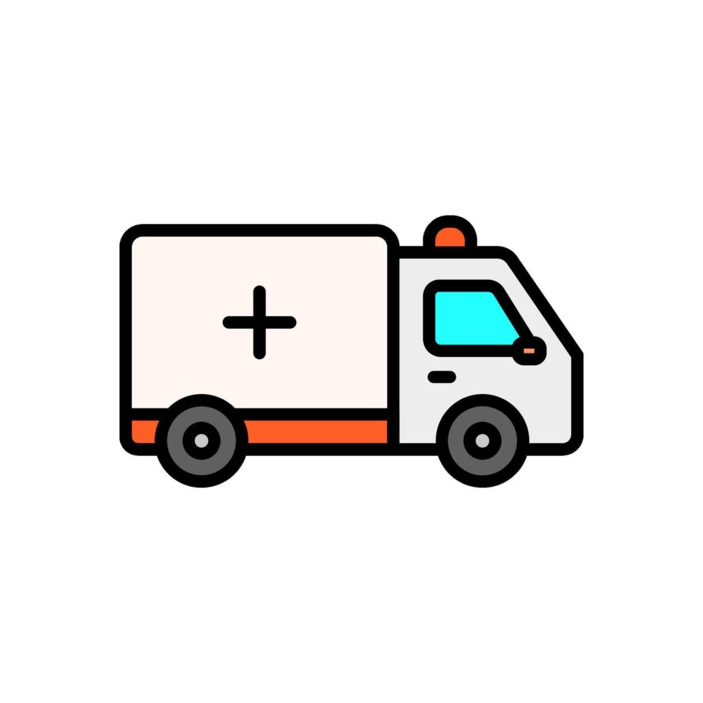 Colored line icon of ambulance, isolated background Stock Free