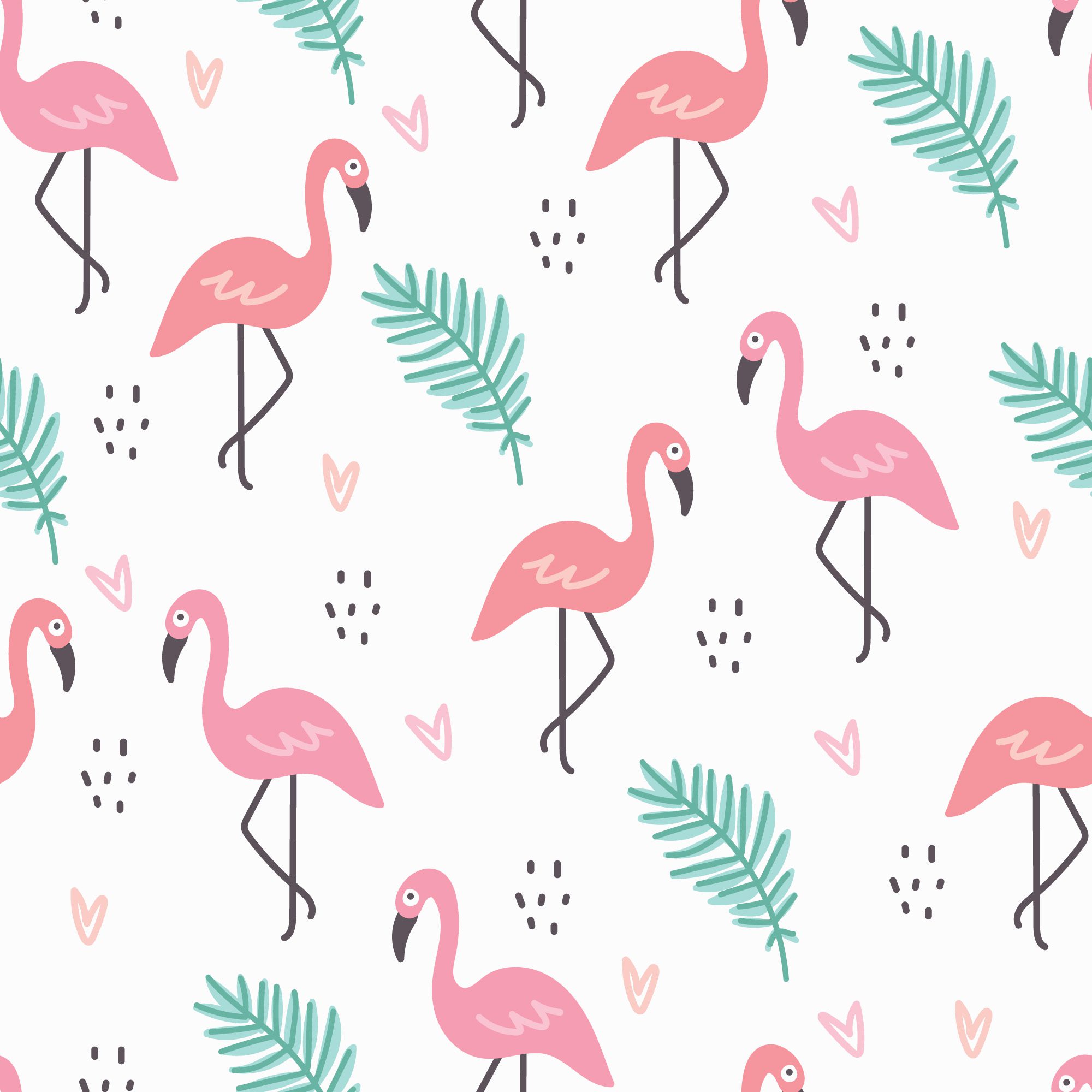 Flamingo White Pattern Free Vector