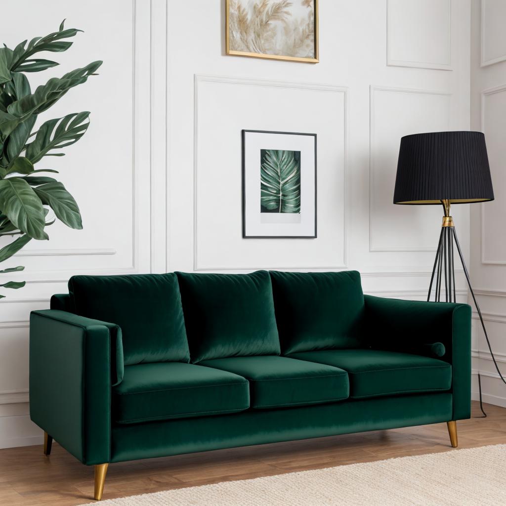 Dark green sofa in by @ai_generated