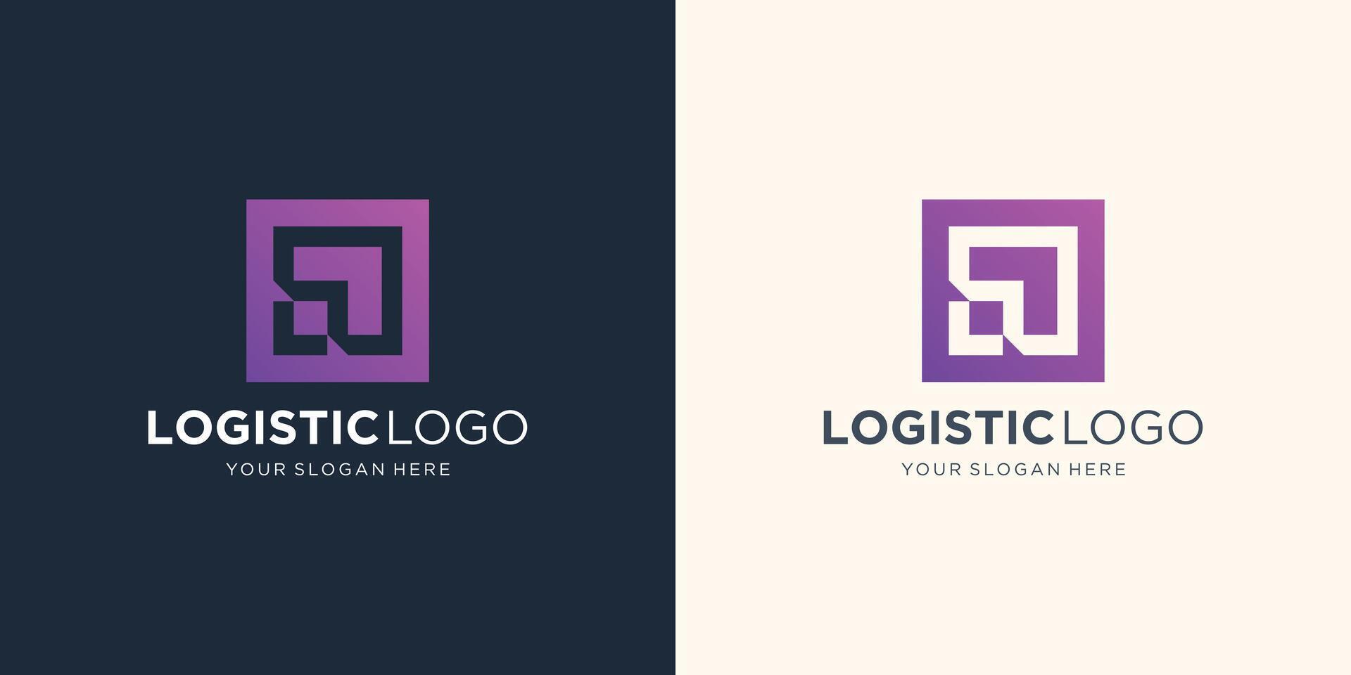 logistics square arrow logo and delivery company. right Arrow with negative space square shape design. Stock Free