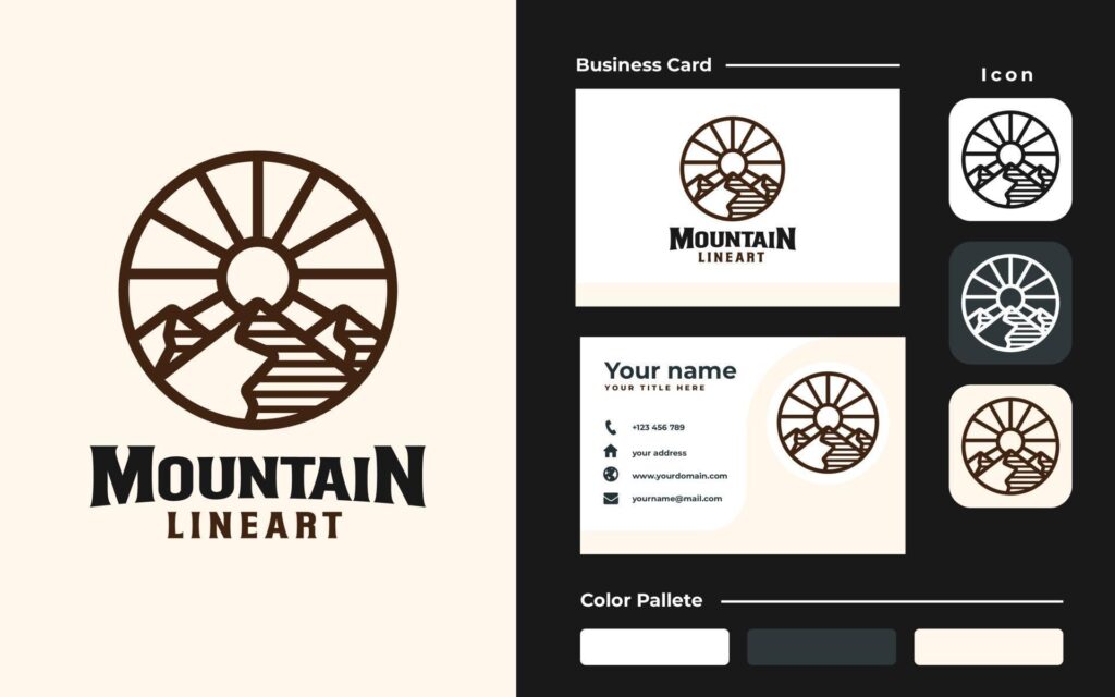 Mountain Lineart Branding Set Logo Design Template Stock Free