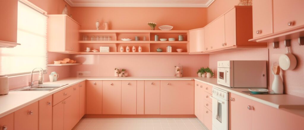 portrait of kitchen room interior with kitchenware layout, generative ai Free Photo