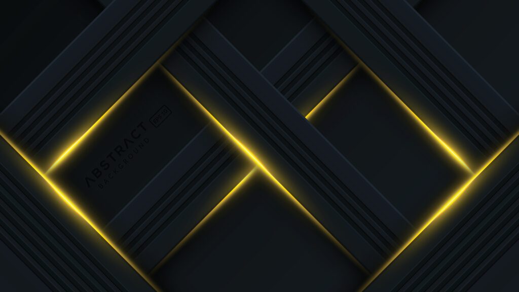 Abstract black background with diagonal golden lines Free Vector