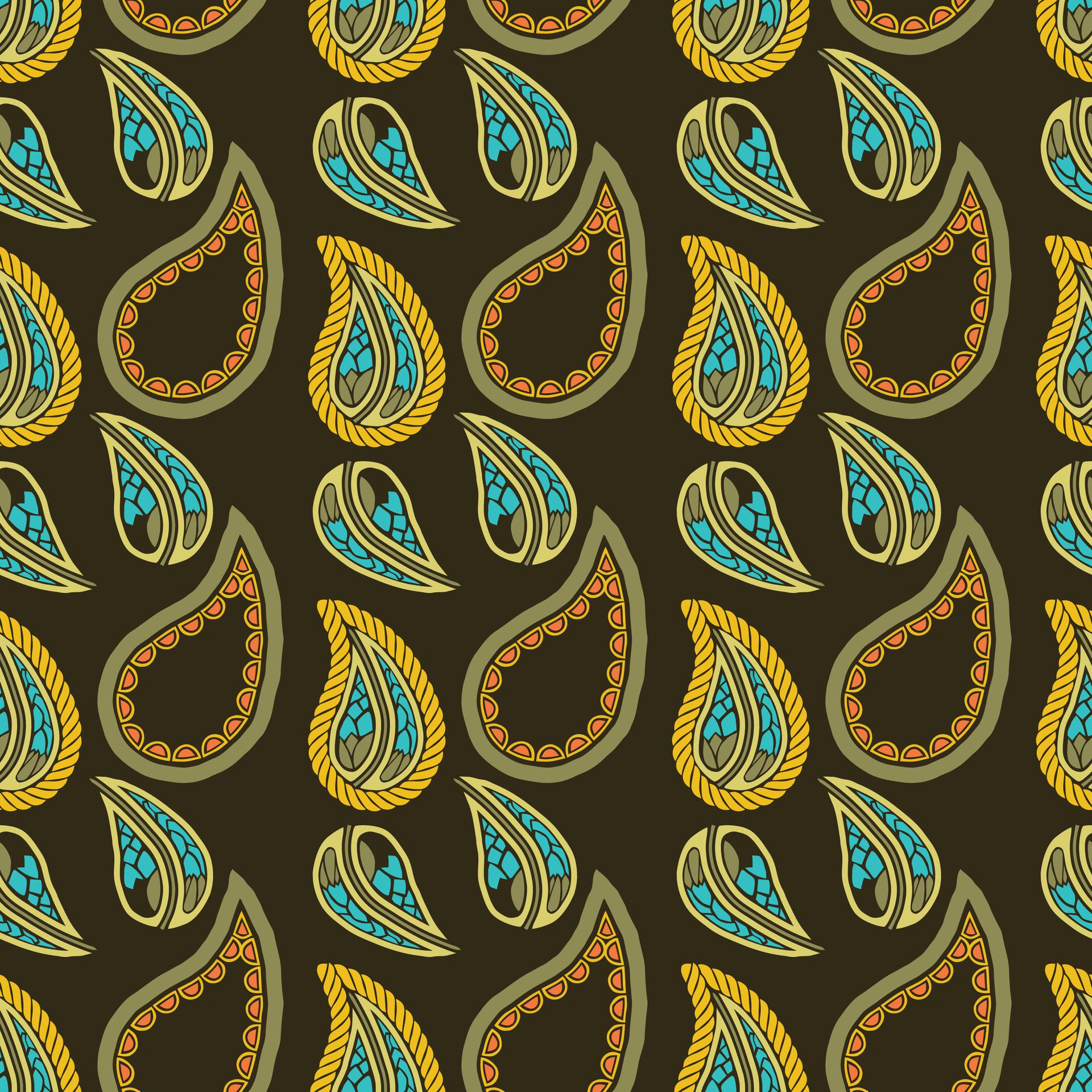 Gold Rush Of Paisleys Seamless Pattern Design Free Vector