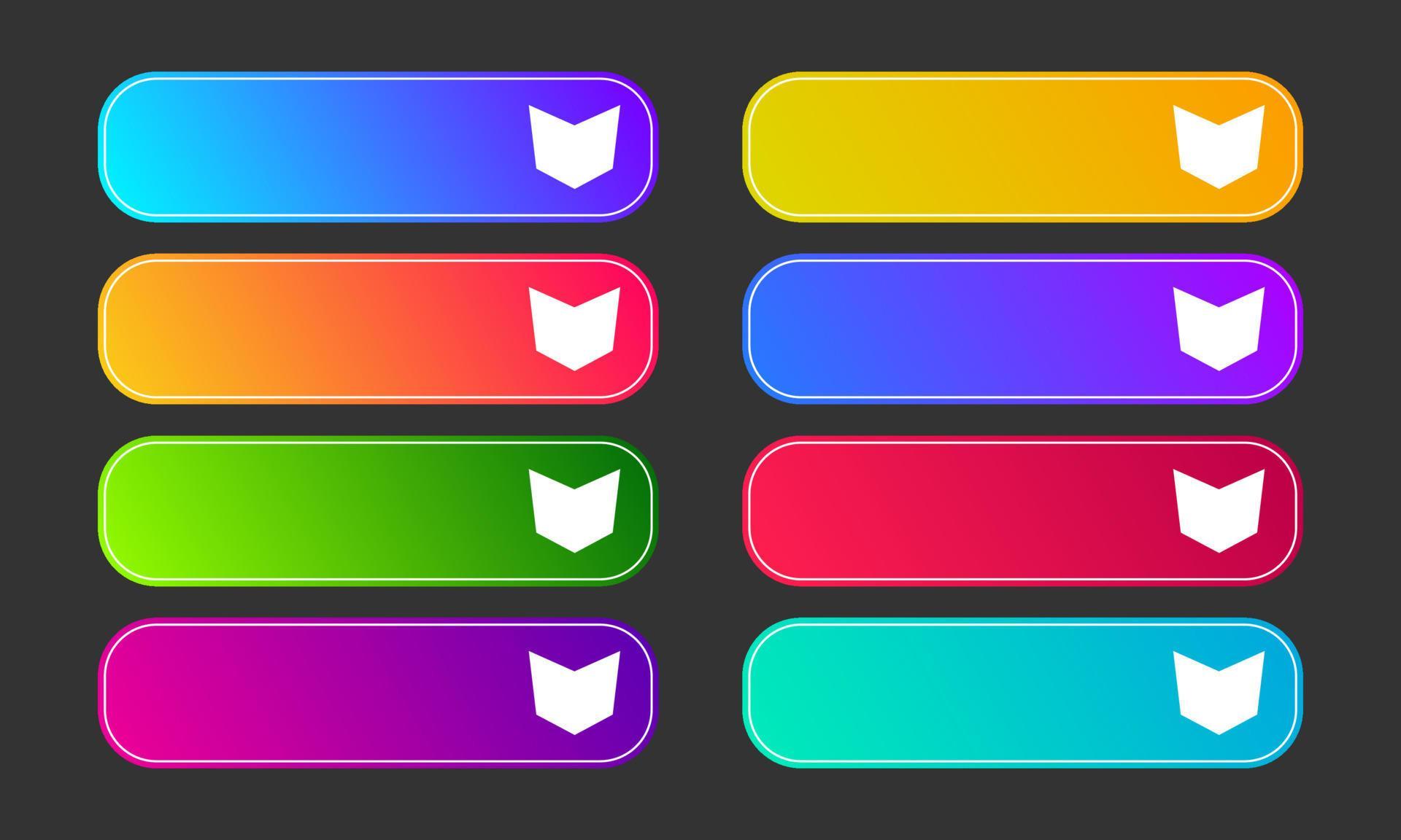 Colorful gradient buttons with arrows. Set of eight modern abstract web buttons. Vector illustration Stock Free and Free SVG