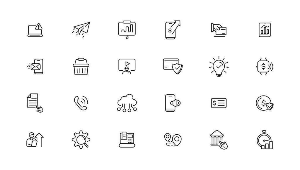 Digital business linear icons collection.Set of thin line web icon set, simple outline icons collection, Pixel Perfect icons,. Stock Free