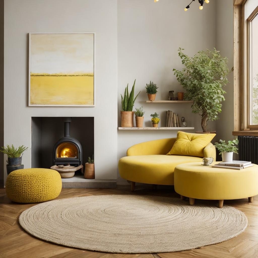 A yellow sofa in by @ai_generated