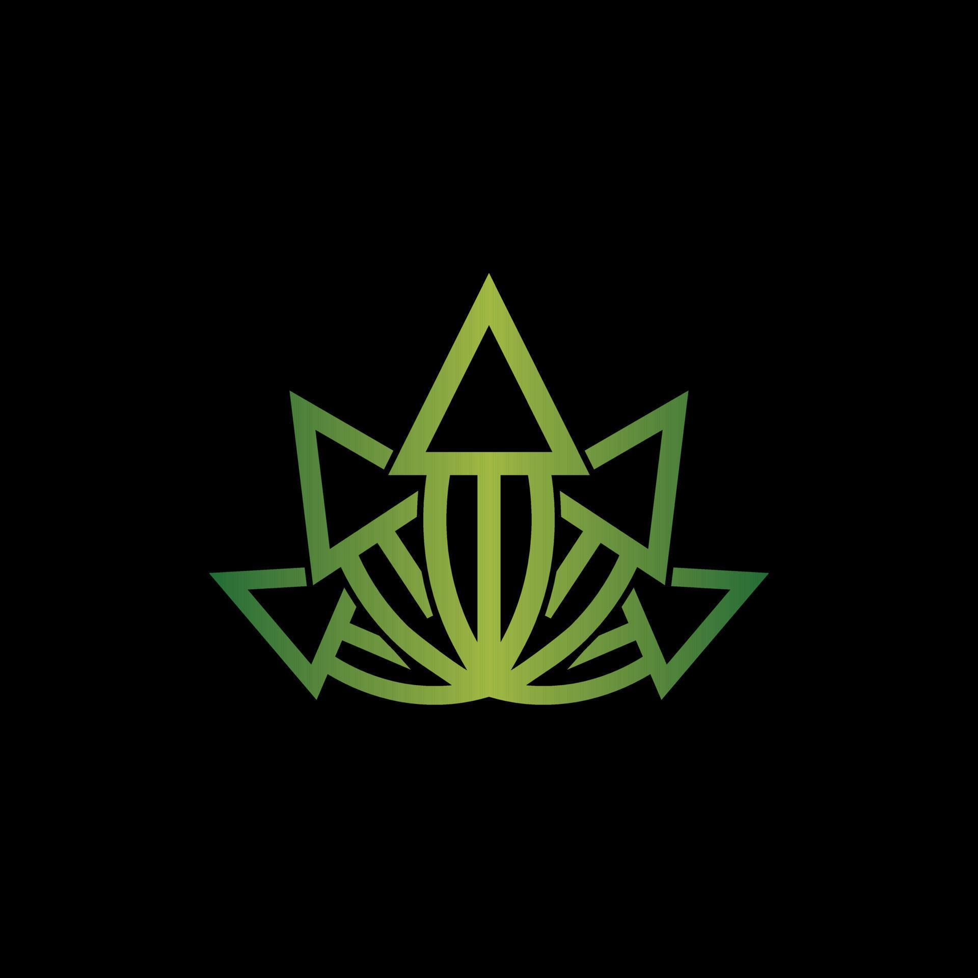 Cannabis leaf arrow line creative logo Stock Free