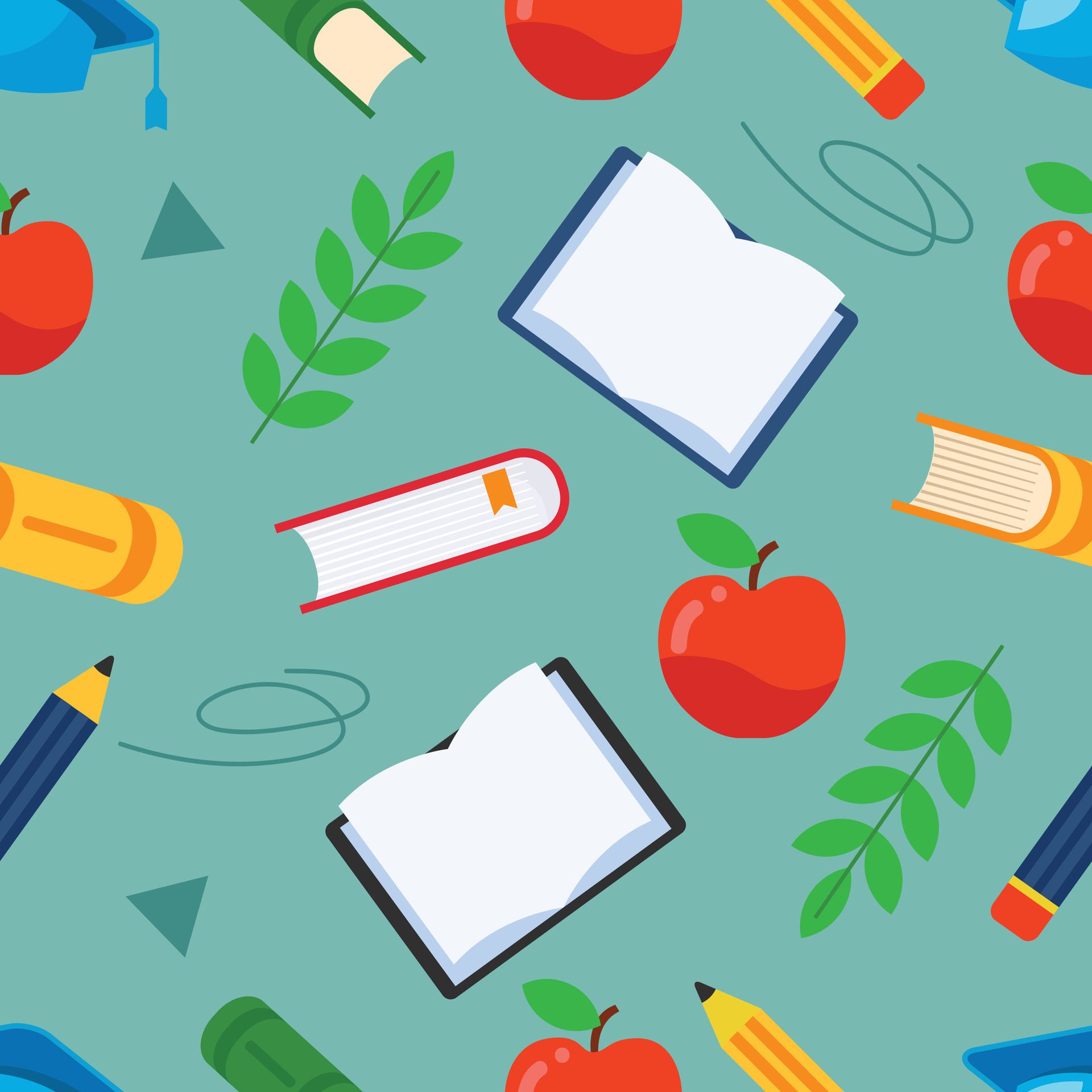 Seamless colorful pattern of school materials for education Free Vector