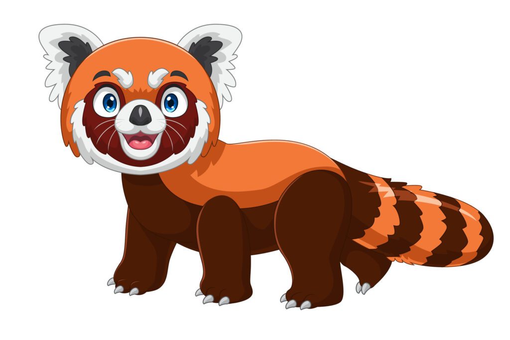 Cartoon smiling red panda on white background Free Vector