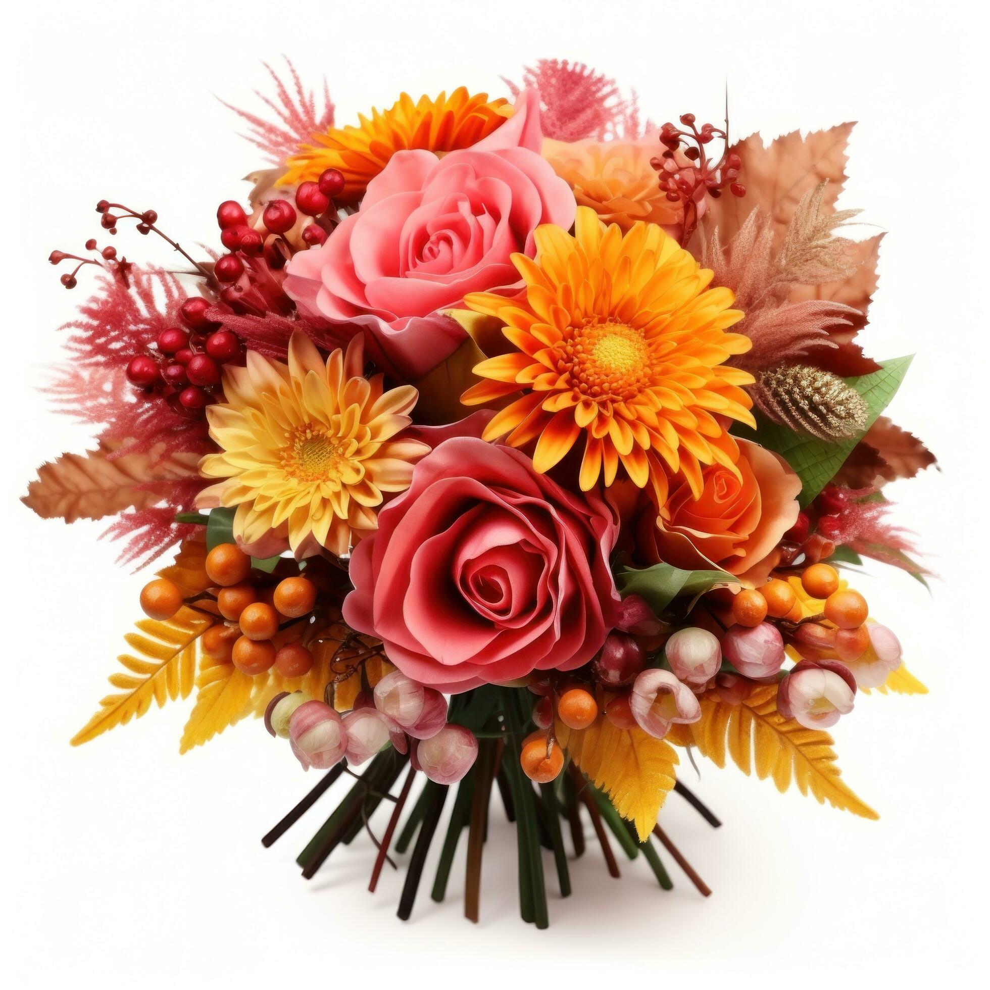 Autumn flowers bouquet isolated Stock Free