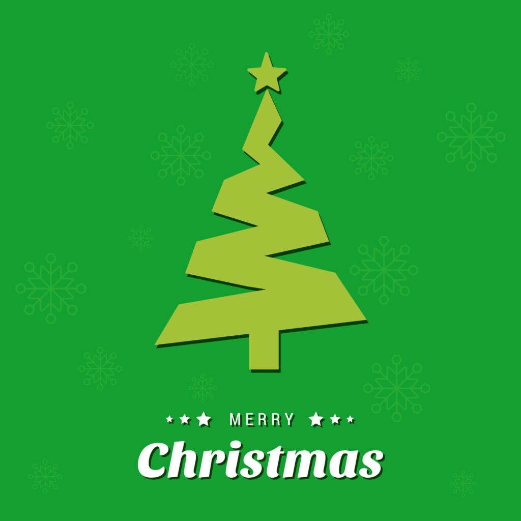 Merry Christmas creative design with green background vector Free Vector