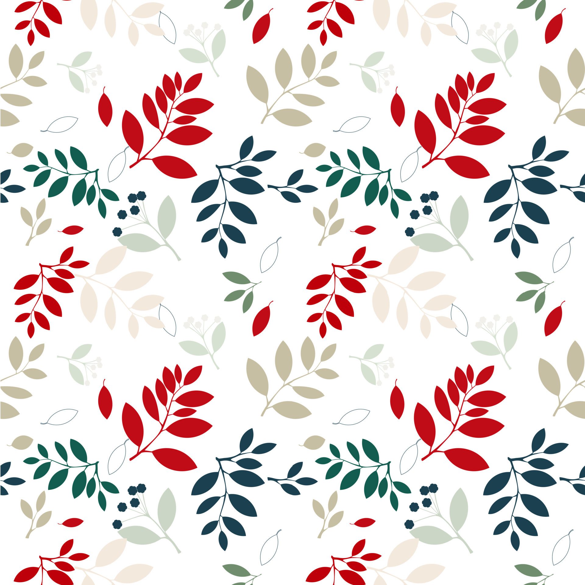 Vector background seamless pattern of colorful leaves on white background. Free Vector and Free SVG