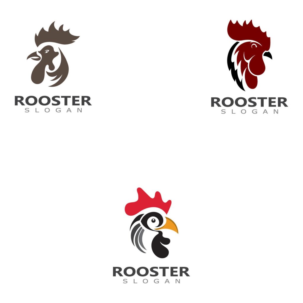 Vector Rooster head logo of animal design template Stock Free