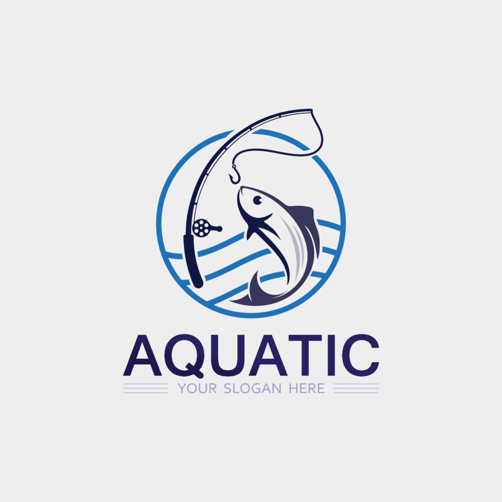 Fish abstract icon design logo template,Creative symbol of fishing club or online Stock Free