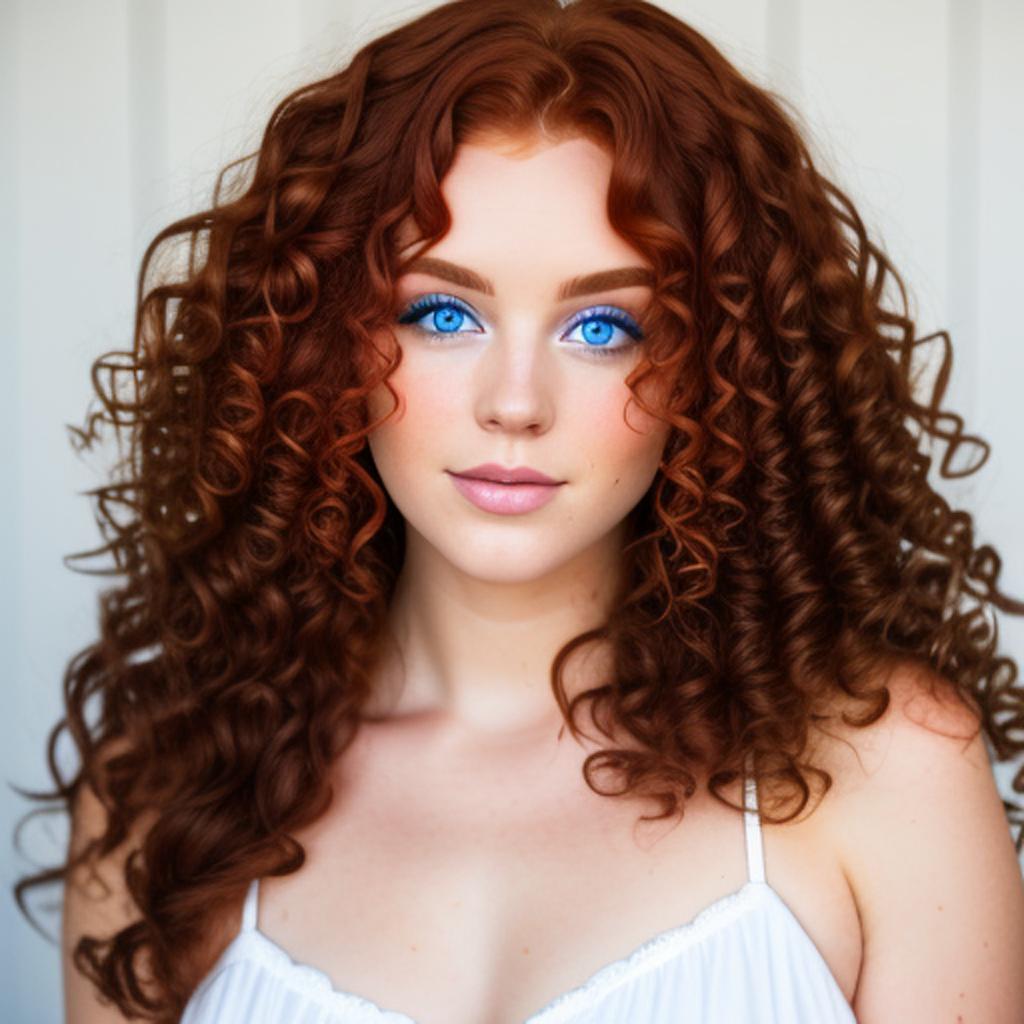 Blue eyes long curly by @ai_generated