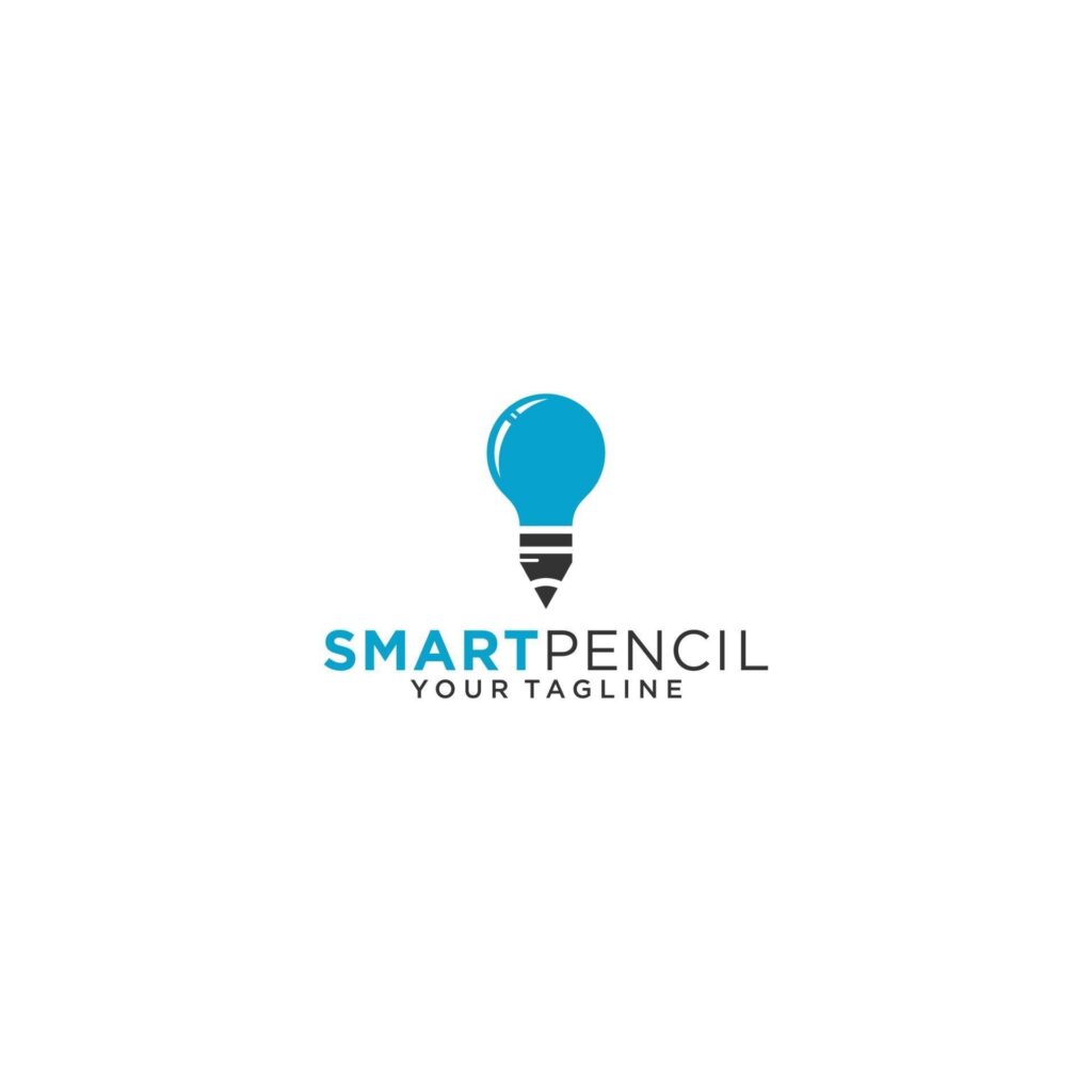 smart pencil logo template in white background Stock Free