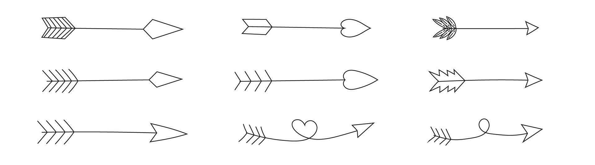 tribal arrow doodle hand drawing archery Stock Free