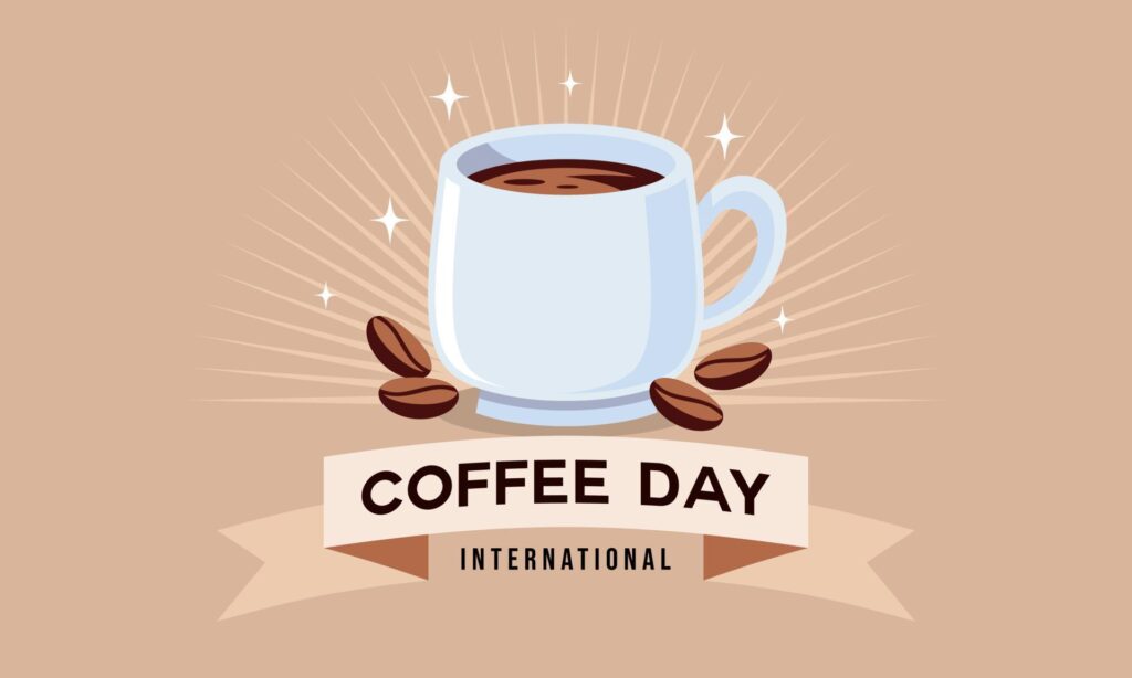 International day of coffee background, coffee cup logo Stock Free