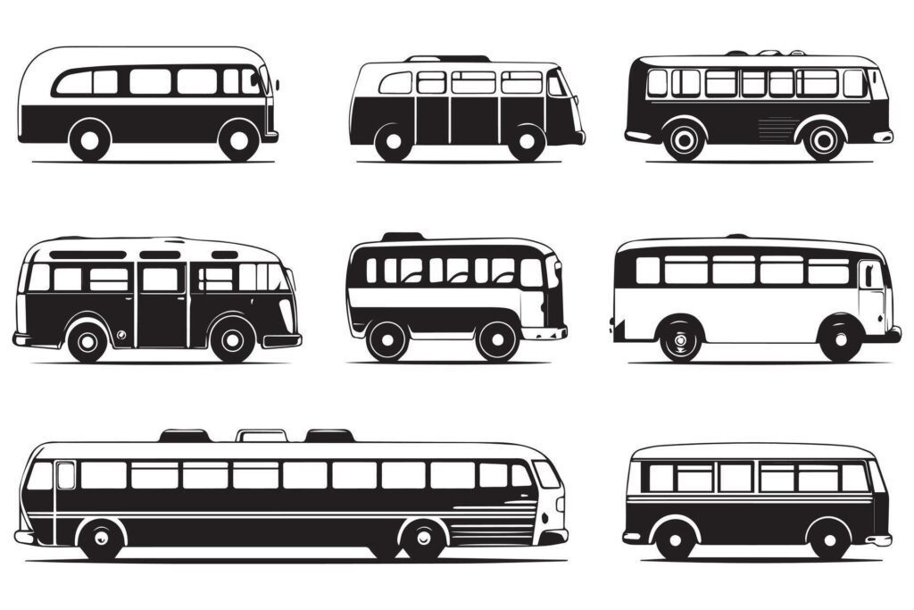 Bus icons set on white background Stock Free