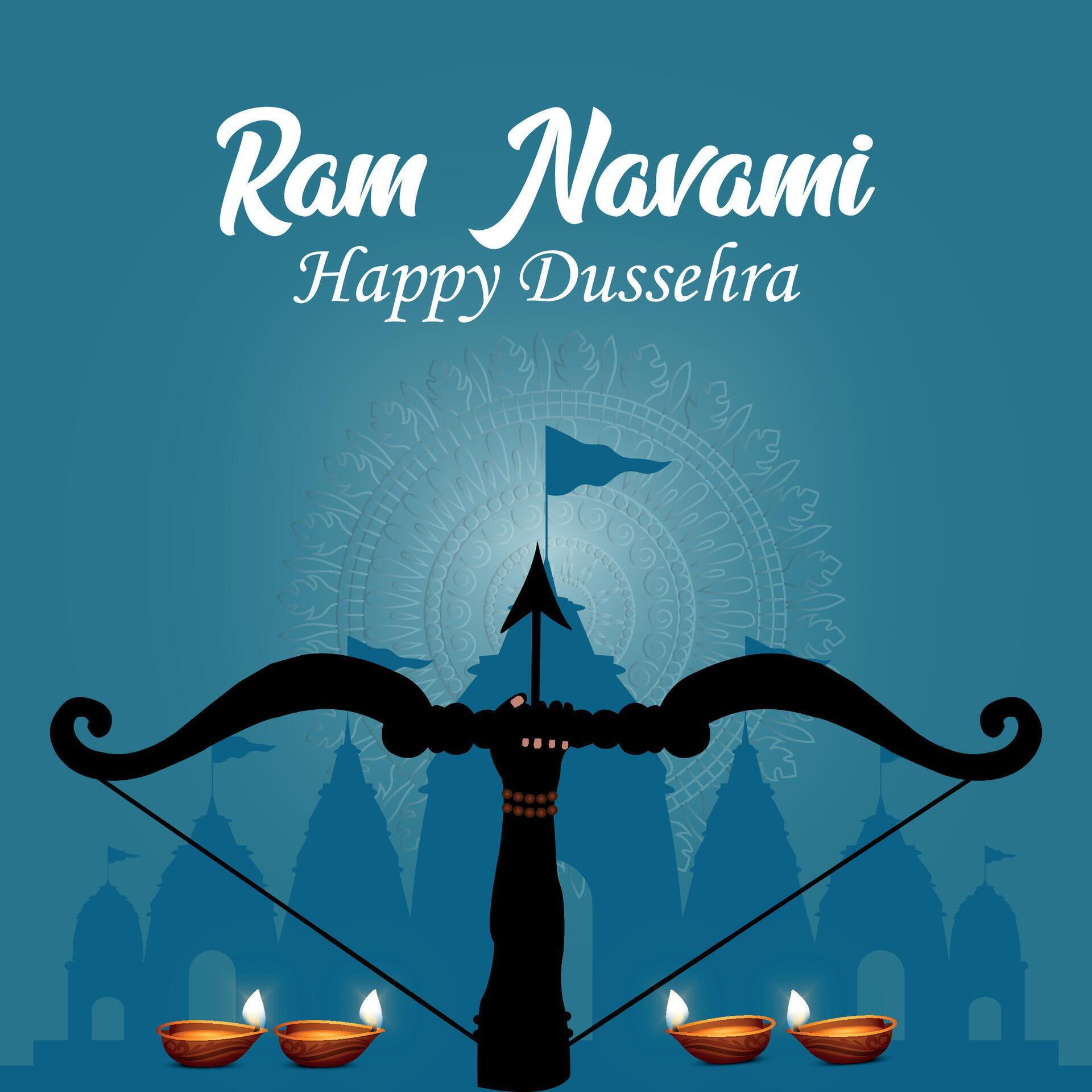 Ram Navami celebration lord Rama with bow arrow Stock Free