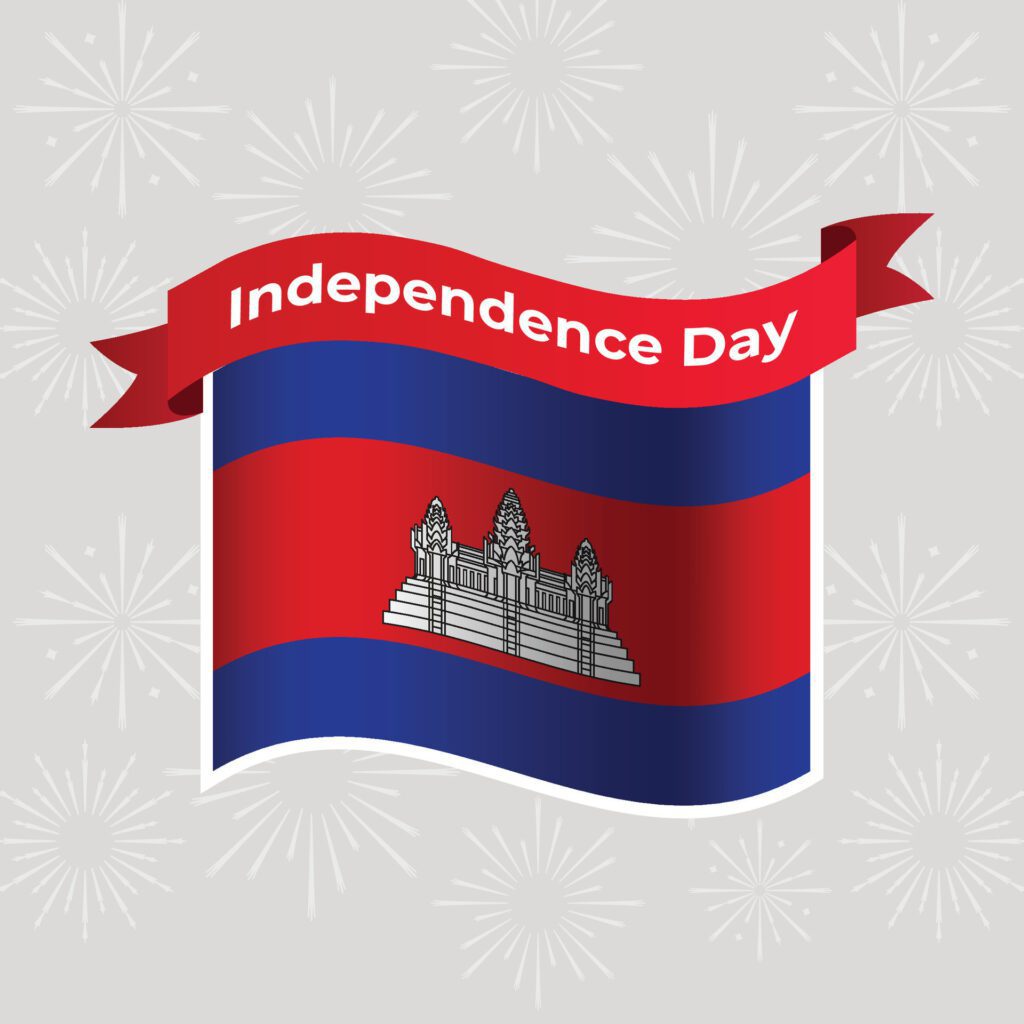 Cambodia Wavy Flag Independence Day Banner Background Free Vector