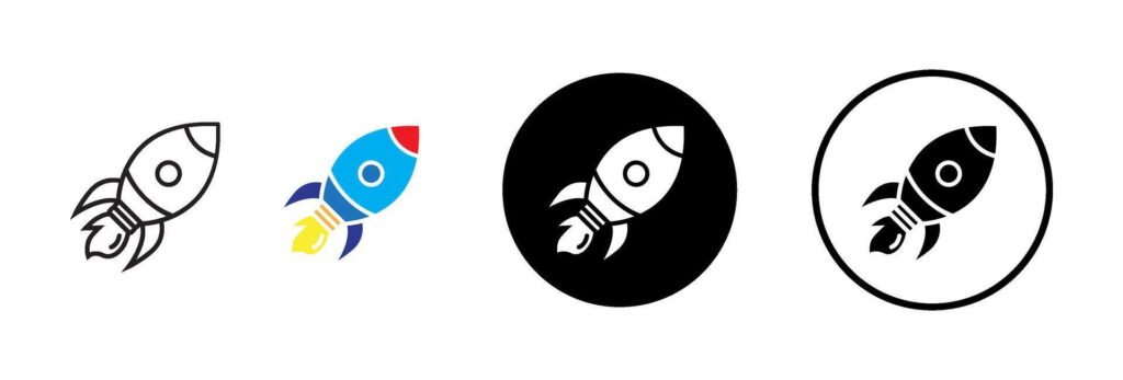 Rocket icon. spaceship launch. startup icon set Stock Free