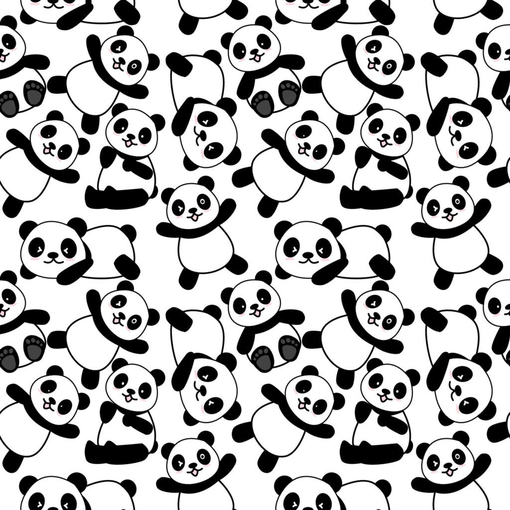 Cute Panda Seamless Pattern Background, Cartoon Panda Bears Vector illustration, Creative kids for fabric, wrapping, textile, wallpaper, apparel. Free Vector and Free SVG