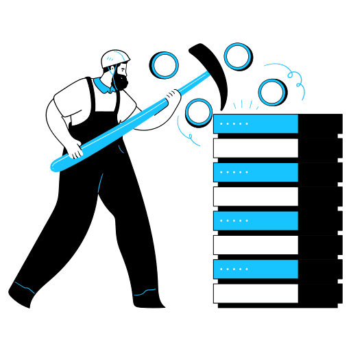 Finance, currency, mining illustration