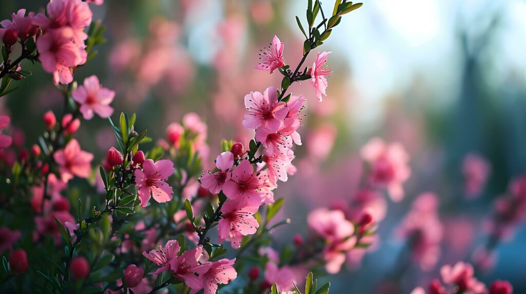 Crimson Blooms Adorning the Evening Light Free Photo