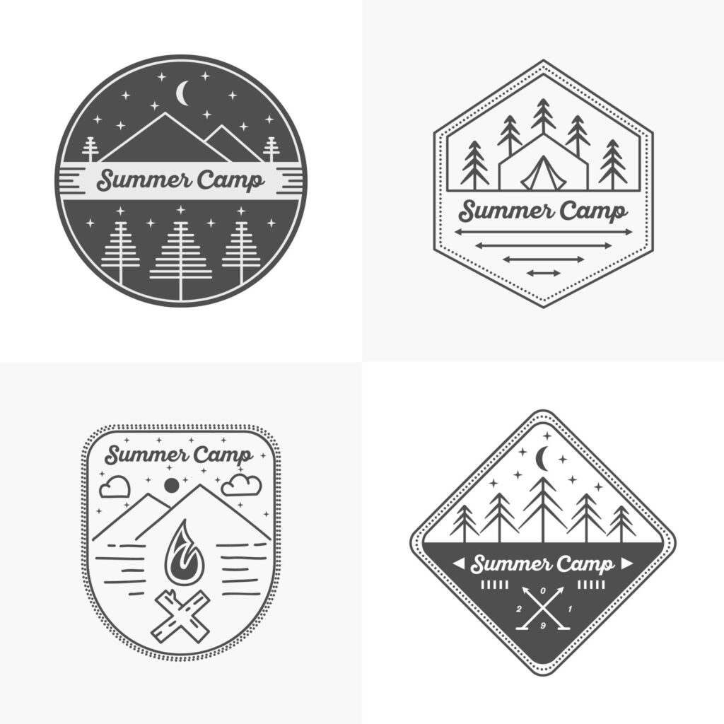 Summer Camp Logo Set Stock Free