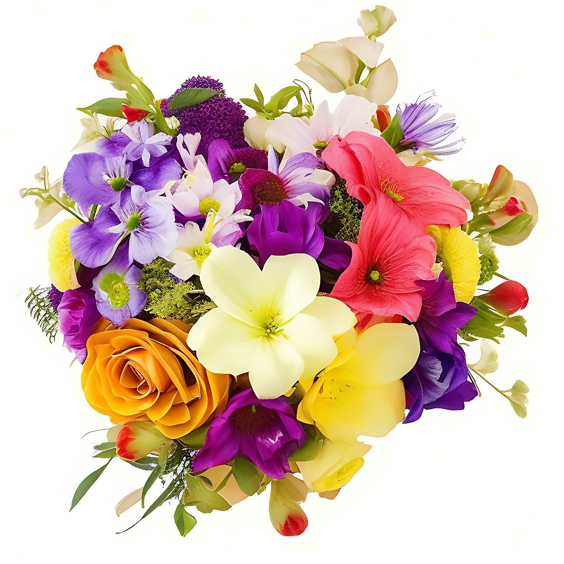 Natural Colorful bouquet of flowers is on a white backgroun.ai generatedd Stock Free