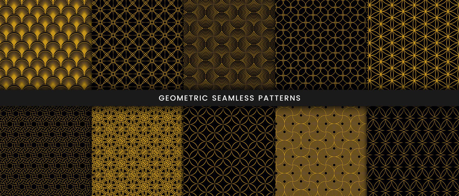 Collection golden circle lines pattern luxury background Free Vector