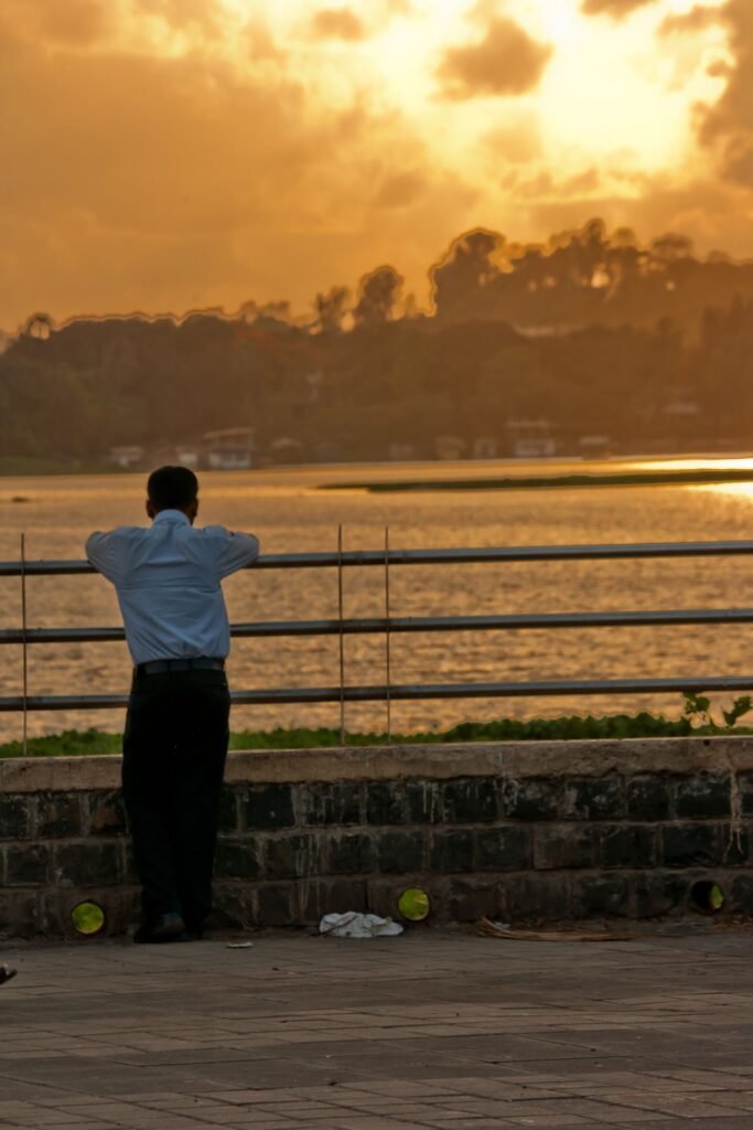 Man Standing Alone Thinking Stock Free