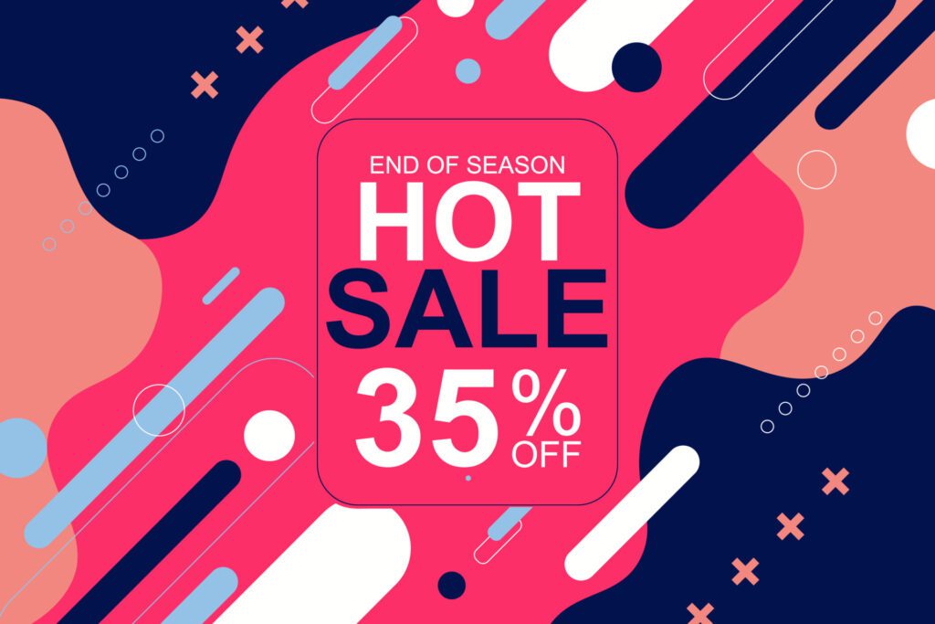 Sale background with red and blue rounded and fluid shape. Free Vector