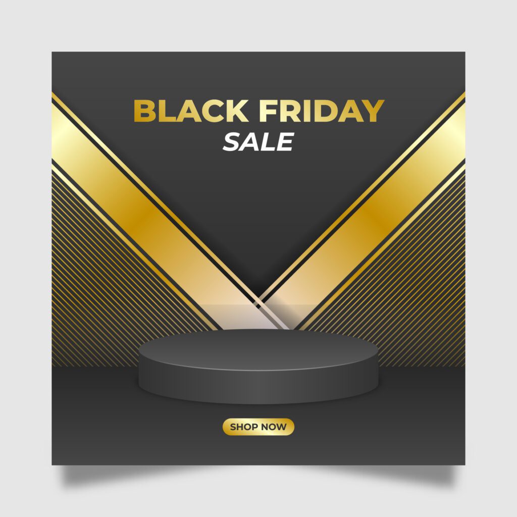 Black friday podium background for social media post Free Vector