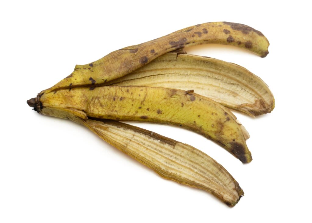 Banana peel, isolated on white background Stock Free